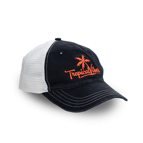 Navy Trucker Style Unstructured Hat