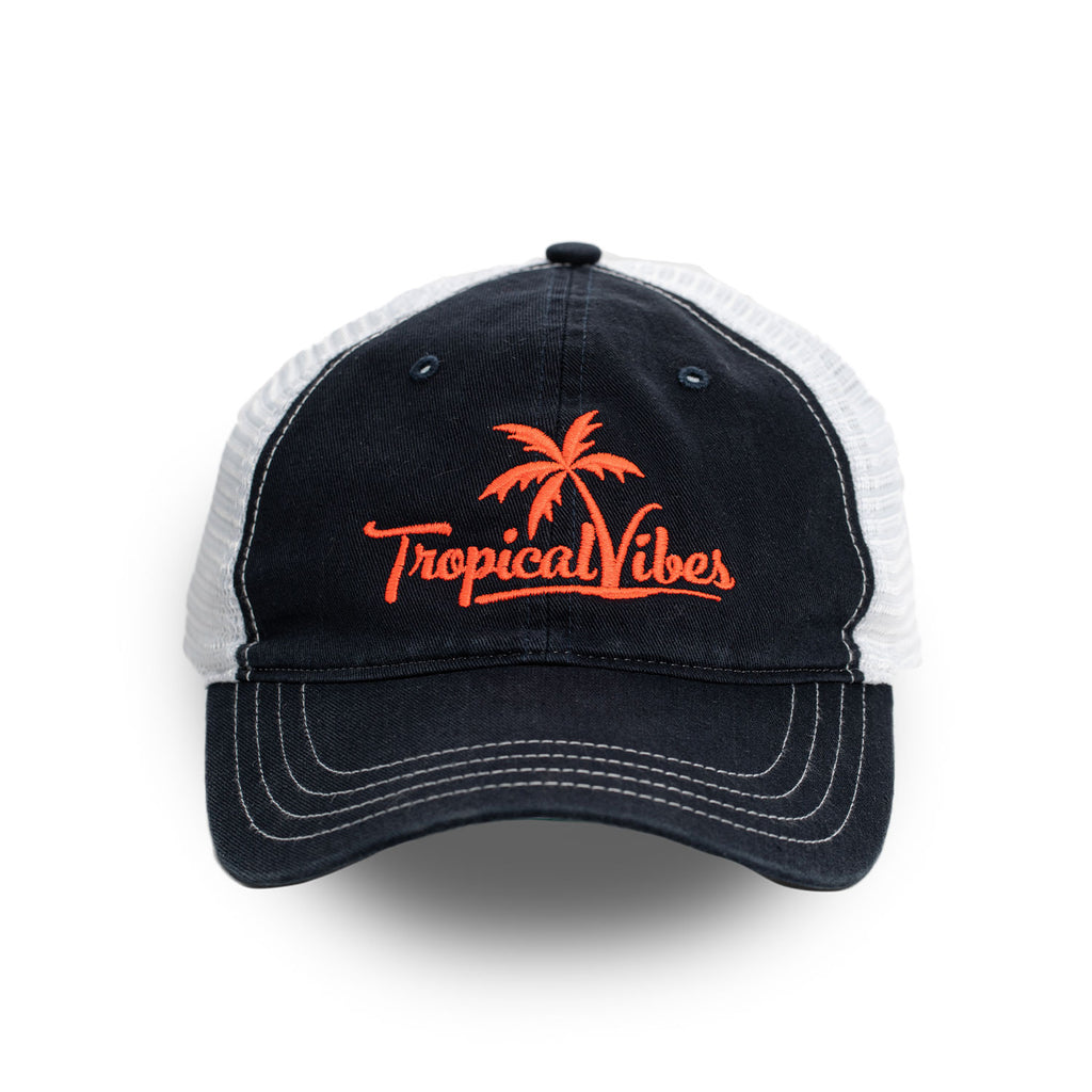 Navy Trucker Style Unstructured Hat