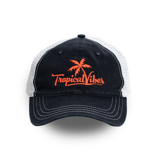 Navy Trucker Style Unstructured Hat
