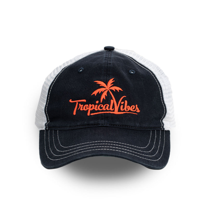 Navy Trucker Style Unstructured Hat