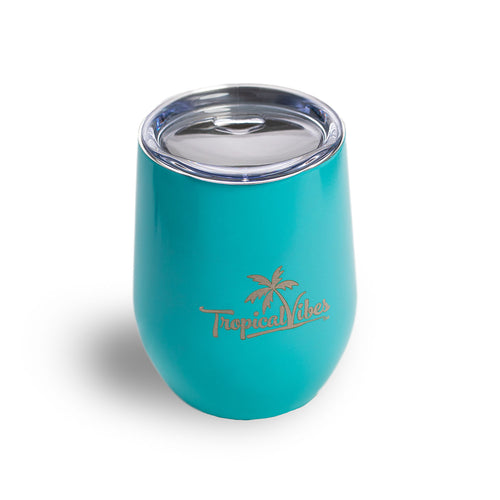 Caffeine or Cocktail Aqua Blue 12oz Stainless Steel Tumbler