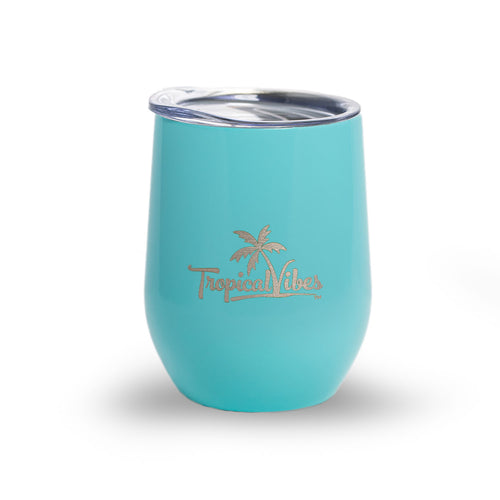 Caffeine or Cocktail Aqua Blue 12oz Stainless Steel Tumbler