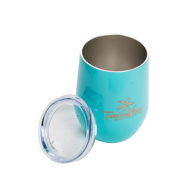 Caffeine or Cocktail Aqua Blue 12oz Stainless Steel Tumbler