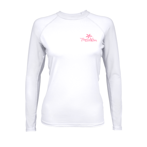 White Long Sleeve RASHGUARD - SPF 50