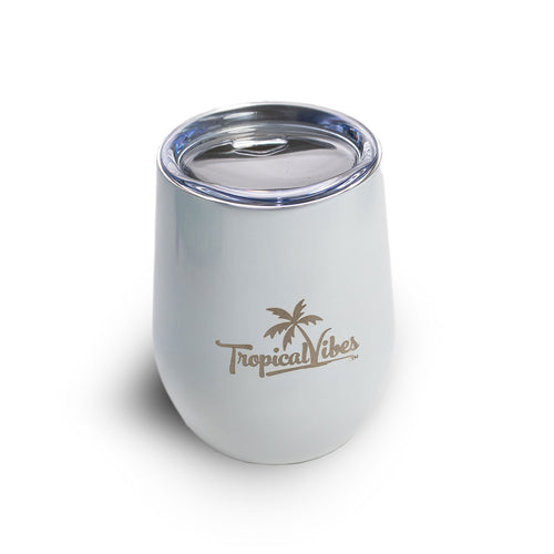 Caffeine or Cocktail White 12oz Stainless Steel Tumbler