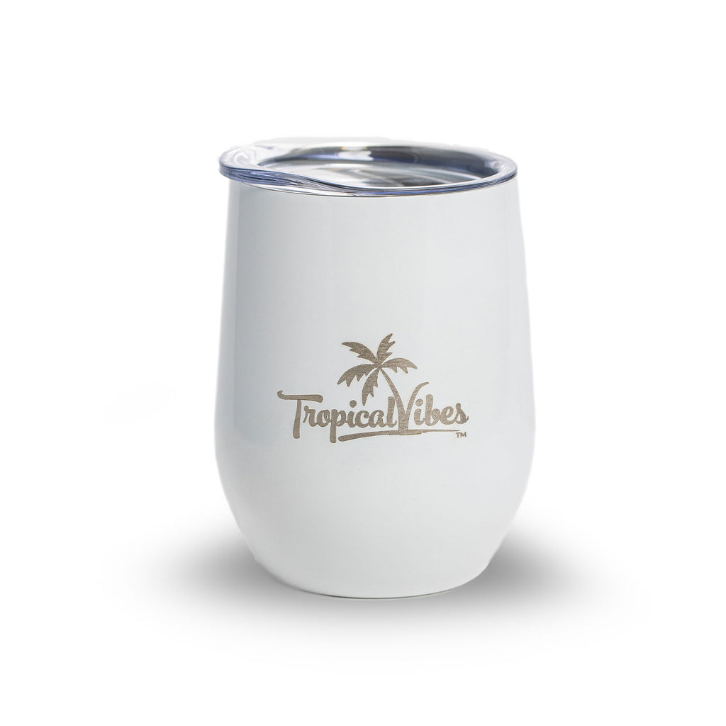 Caffeine or Cocktail White 12oz Stainless Steel Tumbler