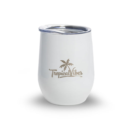 Caffeine or Cocktail White 12oz Stainless Steel Tumbler