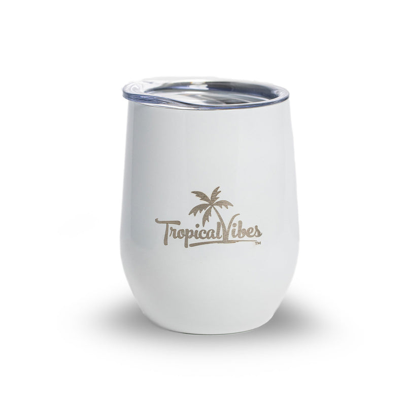 Caffeine or Cocktail White 12oz Stainless Steel Tumbler