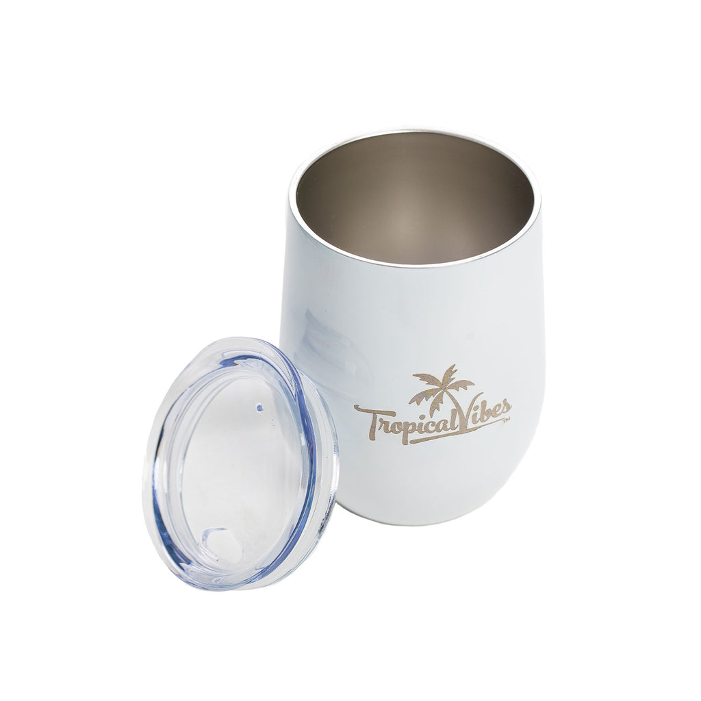 Caffeine or Cocktail White 12oz Stainless Steel Tumbler